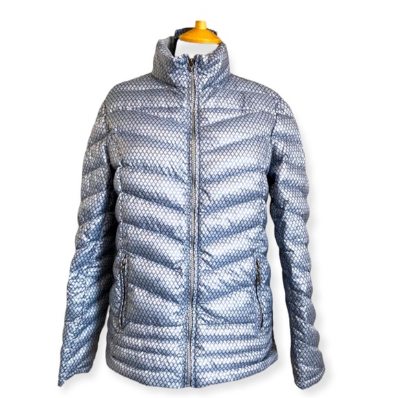 Nuage Jackets & Blazers - Nuage / Ladies' Packable Puffer Coat / Size M / Silver/blue pattern